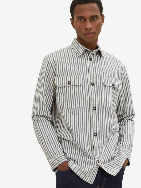 Tom Tailor Cămașă cu dungi gri pentru bărbați Tom Tailor