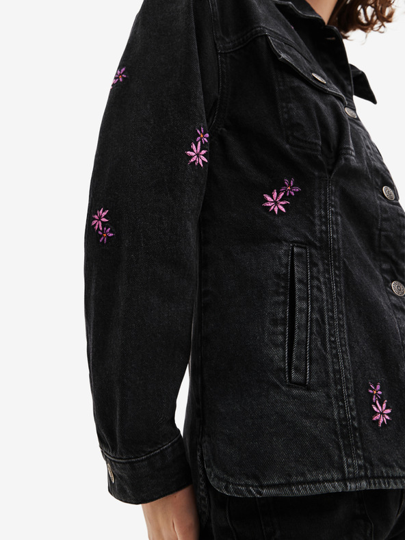 Desigual Jachetă din denim Desigual Arkansas neagră, de damă