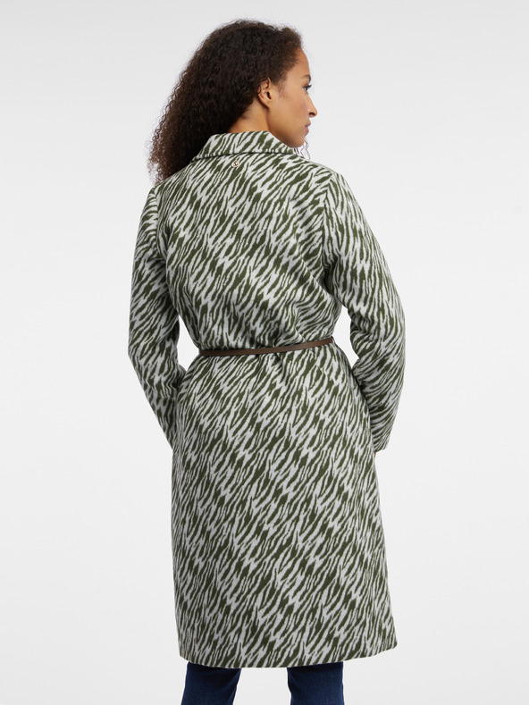 Orsay Palton alb și negru cu model pentru femei ORSAY