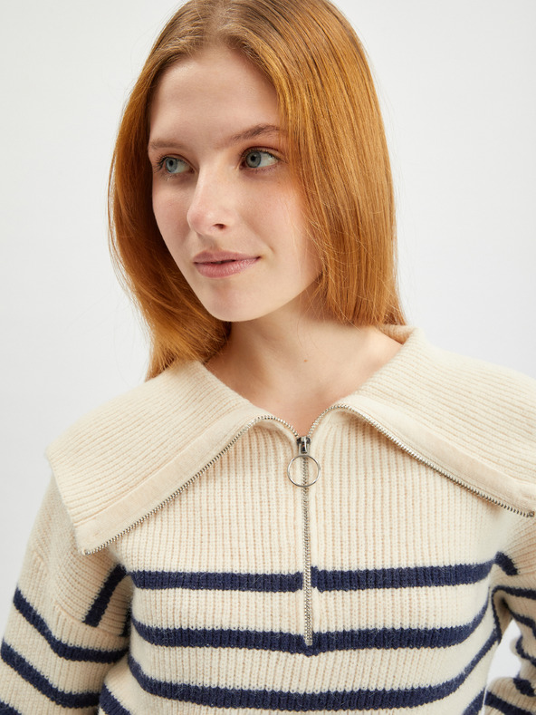 Orsay Pulover de damă cu dungi crem ORSAY