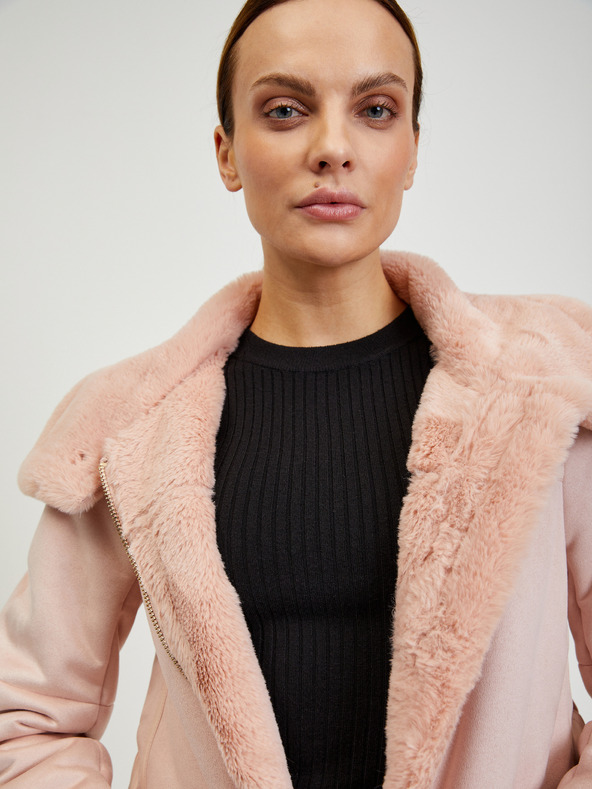 Orsay Jachetă roz de damă cu finisaj imitație piele întoarsă ORSAY