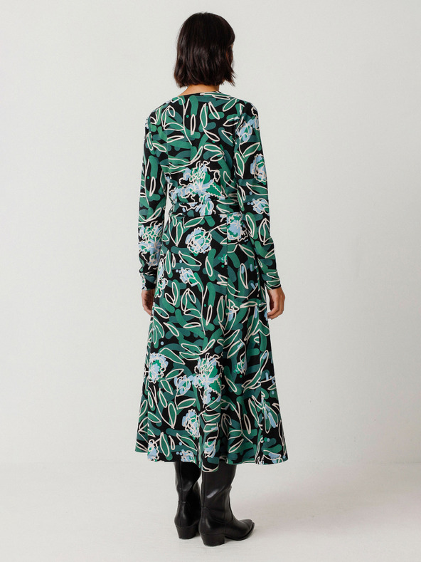 SKFK Rochie verde cu imprimeu floral pentru femei SKFK Vestido Kaule