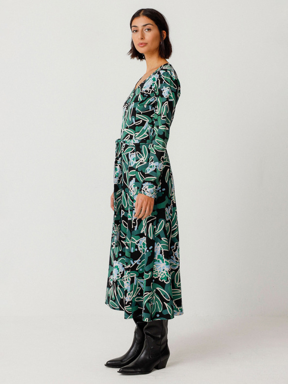 SKFK Rochie verde cu imprimeu floral pentru femei SKFK Vestido Kaule