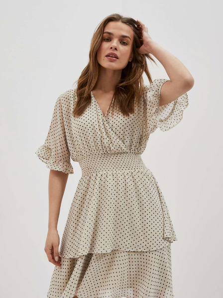 Moodo Rochie cu buline neagră și bej pentru femei Moodo