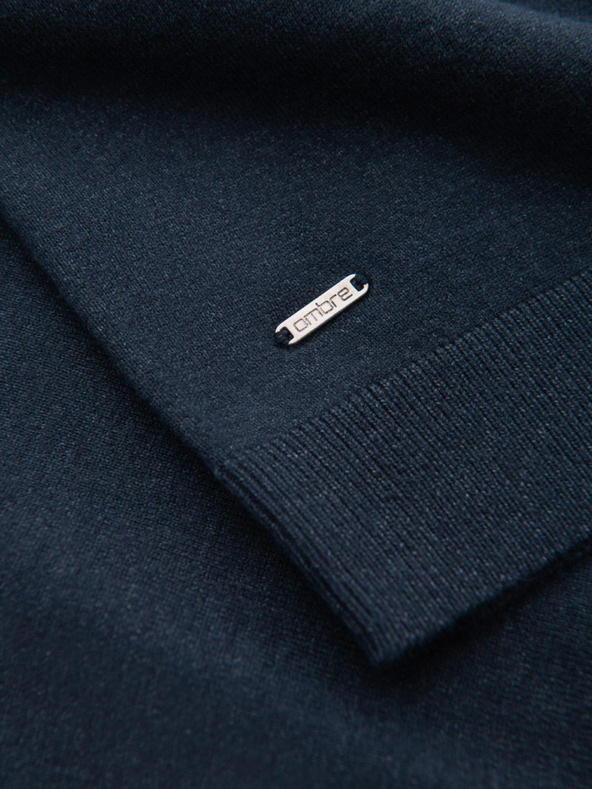 Ombre Clothing Jumătate de guler înalt tricotat pentru bărbați cu viscoză - albastru închis V4 OM-SWTN-0125 Ombre Clothing