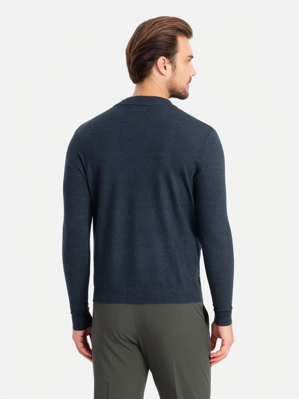 Ombre Clothing Jumătate de guler înalt tricotat pentru bărbați cu viscoză - albastru închis V4 OM-SWTN-0125 Ombre Clothing