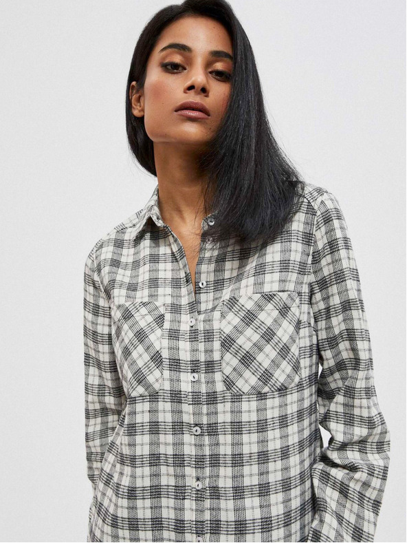 Moodo Cămașă în carouri albă și neagră pentru femei Moodo