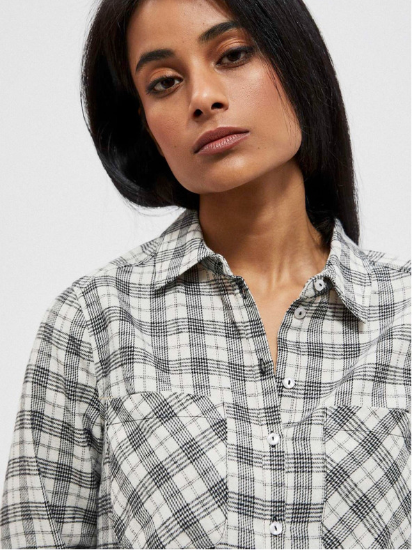 Moodo Cămașă în carouri albă și neagră pentru femei Moodo