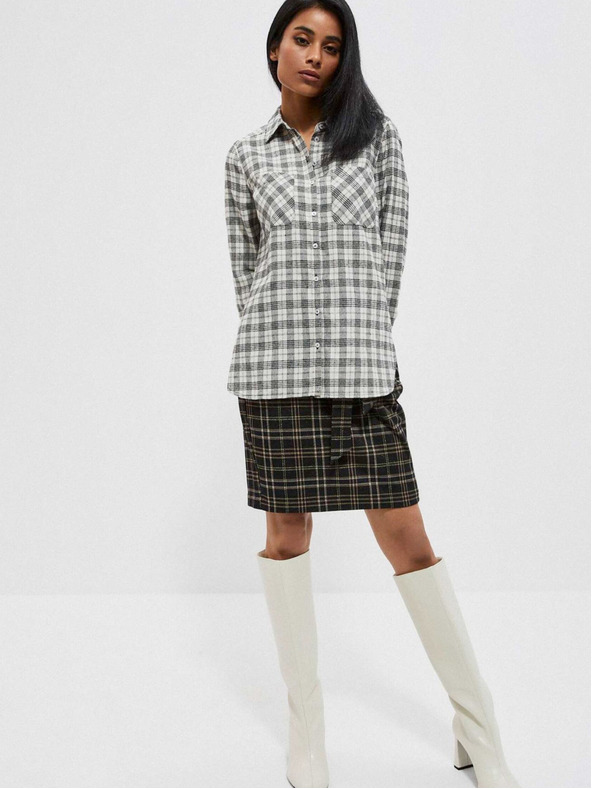 Moodo Cămașă în carouri albă și neagră pentru femei Moodo