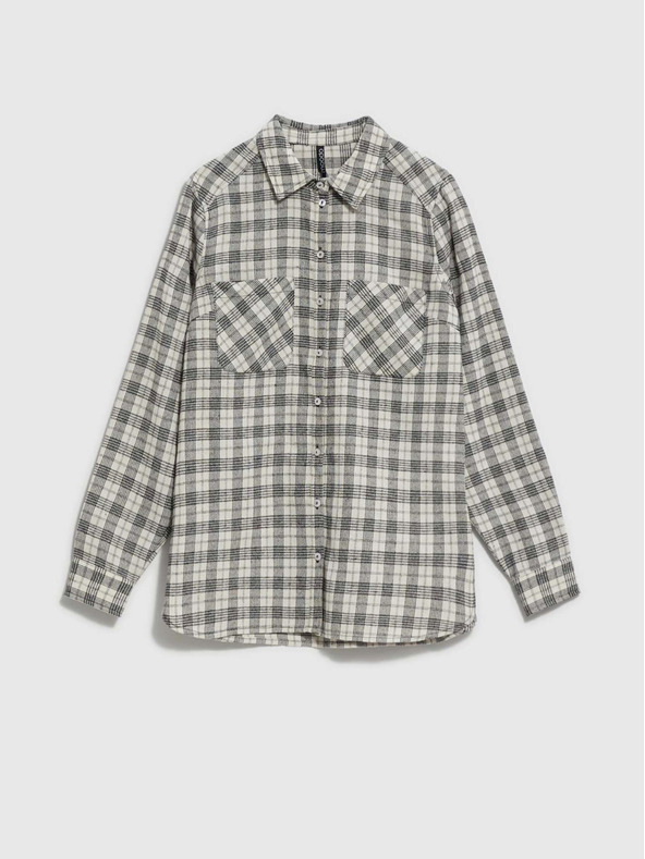 Moodo Cămașă în carouri albă și neagră pentru femei Moodo