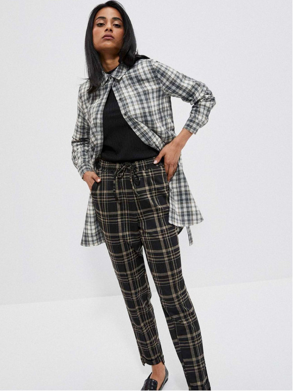 Moodo Cămașă în carouri albă și gri pentru femei Moodo