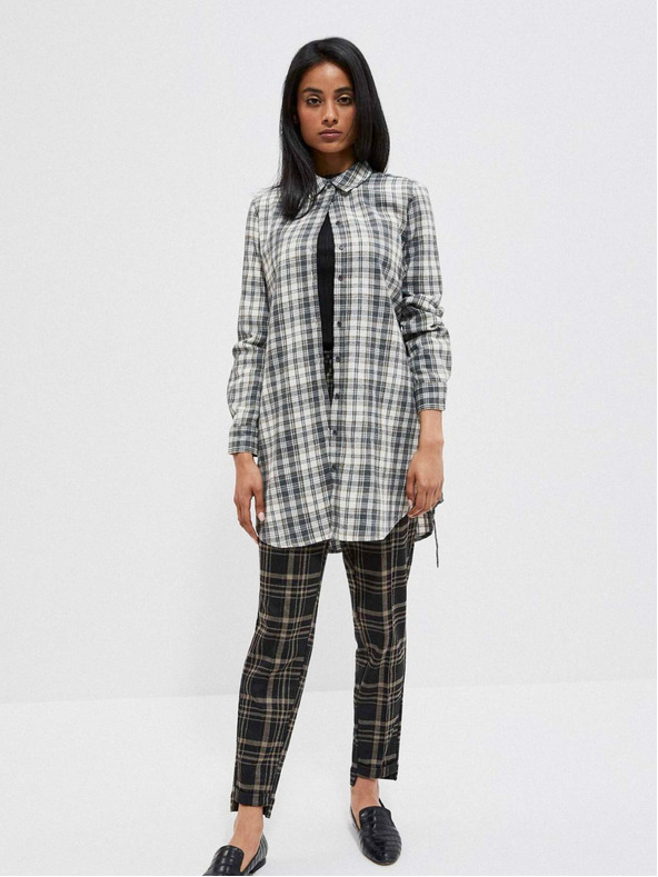 Moodo Cămașă în carouri albă și gri pentru femei Moodo