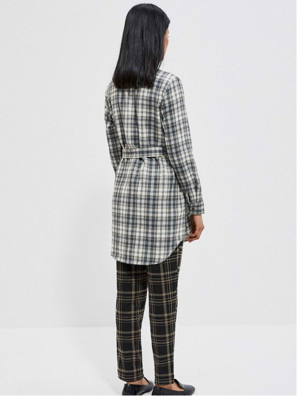 Moodo Cămașă în carouri albă și gri pentru femei Moodo