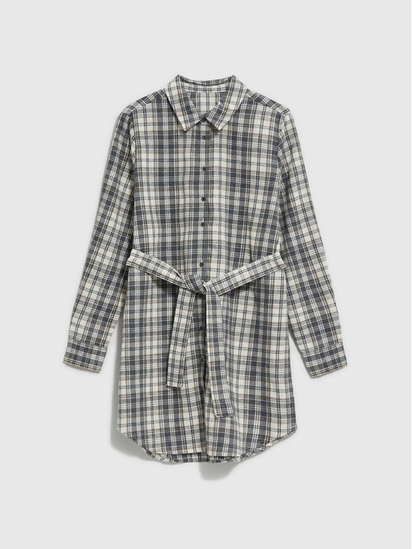 Moodo Cămașă în carouri albă și gri pentru femei Moodo