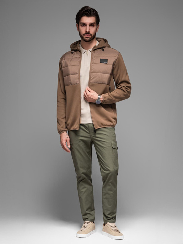 Ombre Clothing Geacă sport ușoară color pentru bărbați cu fleece Ombre Clothing