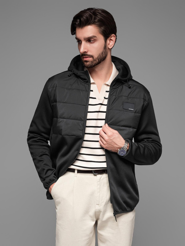 Ombre Clothing Geacă sport ușoară color pentru bărbați cu fleece Ombre Clothing