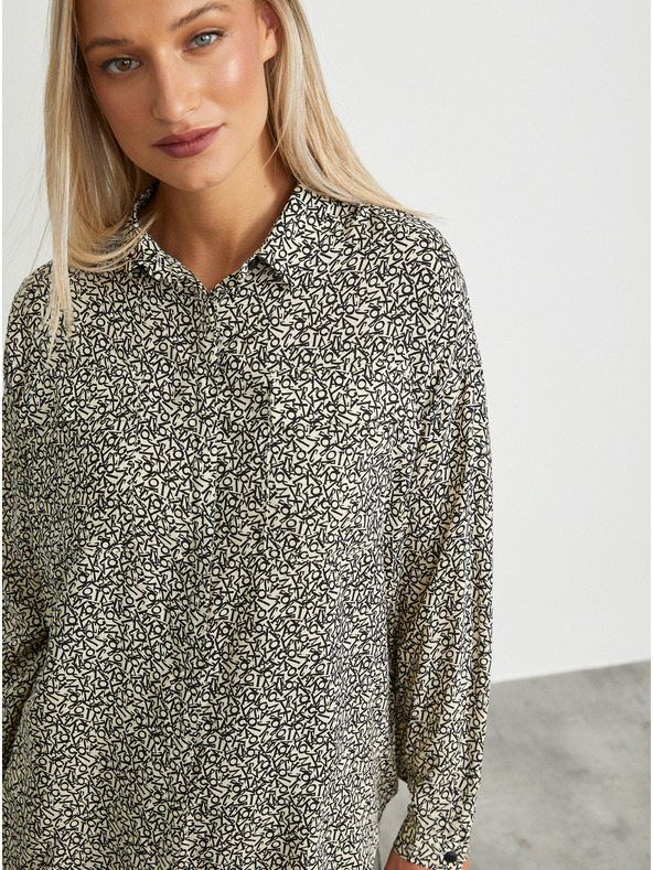 ZOOT.lab Cămașă lejeră cu model negru și crem pentru femei METROOPOLIS by ZOOT.lab Ingrid