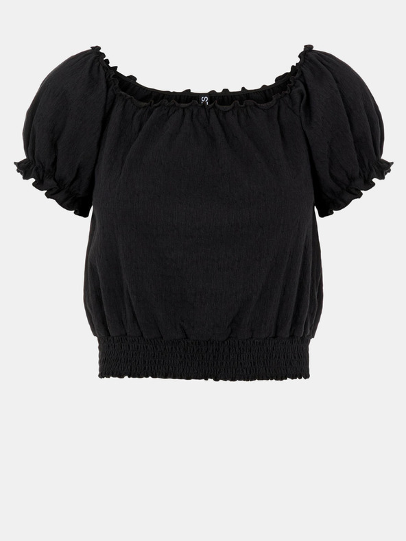 Pieces Bluză scurtă neagră Pieces Leaf