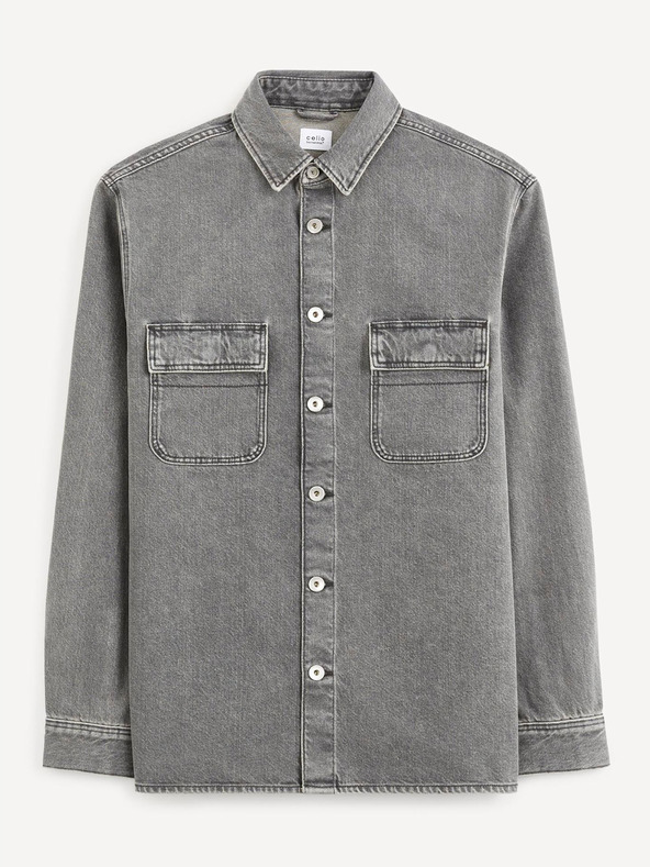 Celio Cămașă Denim gri pentru bărbați Celio Battery