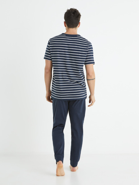 Celio Pijama pentru bărbați cu dungi albastru închis Celio Bisible