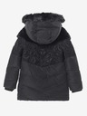 Desigual Jachetă de iarnă neagră cu model pentru fete, cu glugă și blană artificială Desigual Kids Exterior