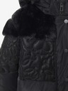 Desigual Jachetă de iarnă neagră cu model pentru fete, cu glugă și blană artificială Desigual Kids Exterior