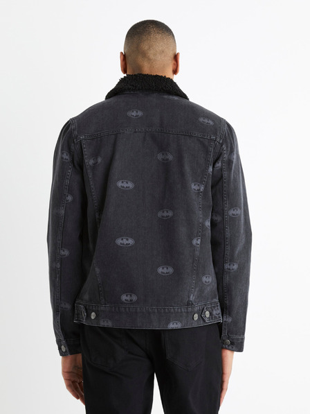 Celio Jachetă din denim neagră pentru bărbați cu blană artificială Celio Batman