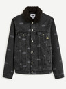Celio Jachetă din denim neagră pentru bărbați cu blană artificială Celio Batman