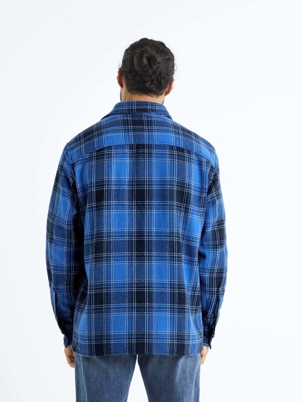 Celio Tricou în carouri albastru pentru bărbați Celio Bazur