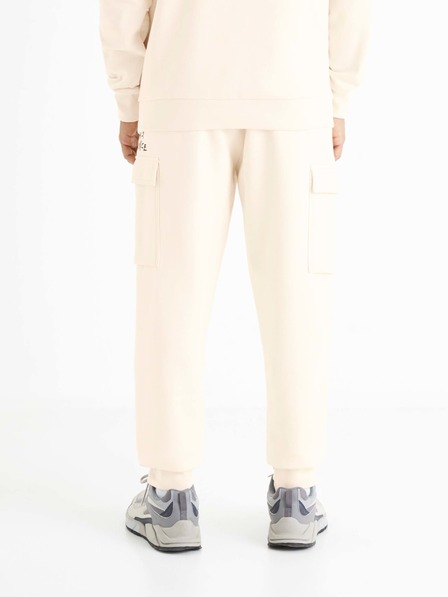 Celio Sweatpants crem pentru bărbați cu buzunare Celio Boslap