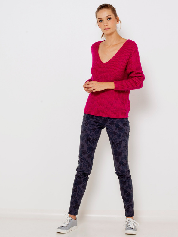 CAMAIEU Pantaloni slim fit cu model albastru închis CAMAIEU