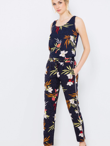 CAMAIEU Pantaloni cu flori albastru închis CAMAIEU