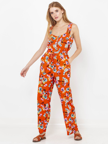 CAMAIEU Salopetă portocalie cu flori CAMAIEU