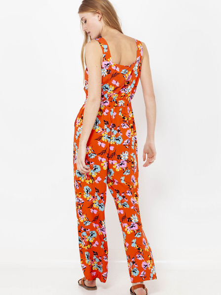 CAMAIEU Salopetă portocalie cu flori CAMAIEU