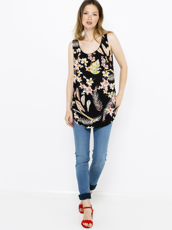 CAMAIEU Top negru cu motive florale CAMAIEU
