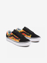 Vans Adidași din piele de căprioară cu model portocaliu și negru pentru copii VANS Flame Camo