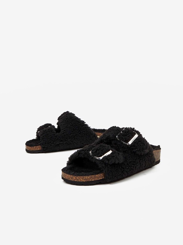 Replay Papuci negri din blană artificială pentru femei Replay