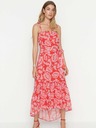 Trendyol Rochie midi cu bretele florale roșii Trendyol