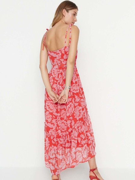 Trendyol Rochie midi cu bretele florale roșii Trendyol