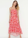 Trendyol Rochie midi cu bretele florale roșii Trendyol