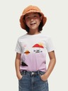 Scotch & Soda Tricou pentru fete cu imprimeu alb și roz Scotch & Soda