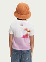 Scotch & Soda Tricou pentru fete cu imprimeu alb și roz Scotch & Soda