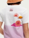 Scotch & Soda Tricou pentru fete cu imprimeu alb și roz Scotch & Soda
