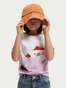 Scotch & Soda Tricou pentru fete cu imprimeu alb și roz Scotch & Soda