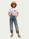 Scotch & Soda Tricou pentru fete cu imprimeu alb și roz Scotch & Soda