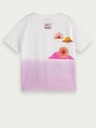 Scotch & Soda Tricou pentru fete cu imprimeu alb și roz Scotch & Soda