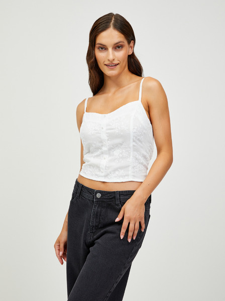 CAMAIEU Bluză fără mânecă cu model alb CAMAIEU