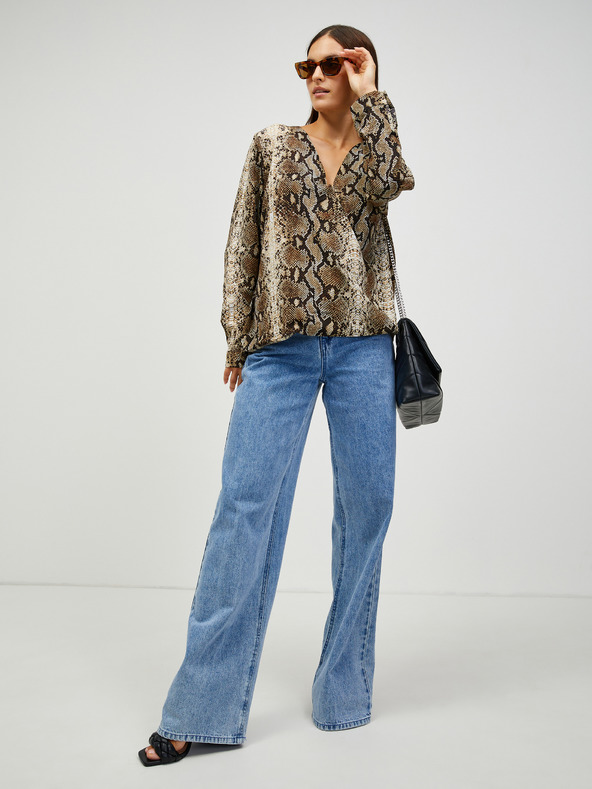 CAMAIEU Bluză maro cu model CAMAIEU