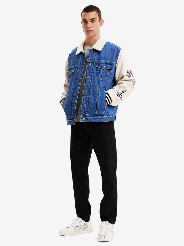 Desigual Jachetă din denim albă și albastră pentru bărbați Desigual Wolf