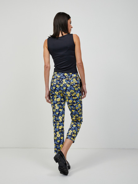 Orsay Pantaloni trei sferturi cu flori galben-albastru ORSAY